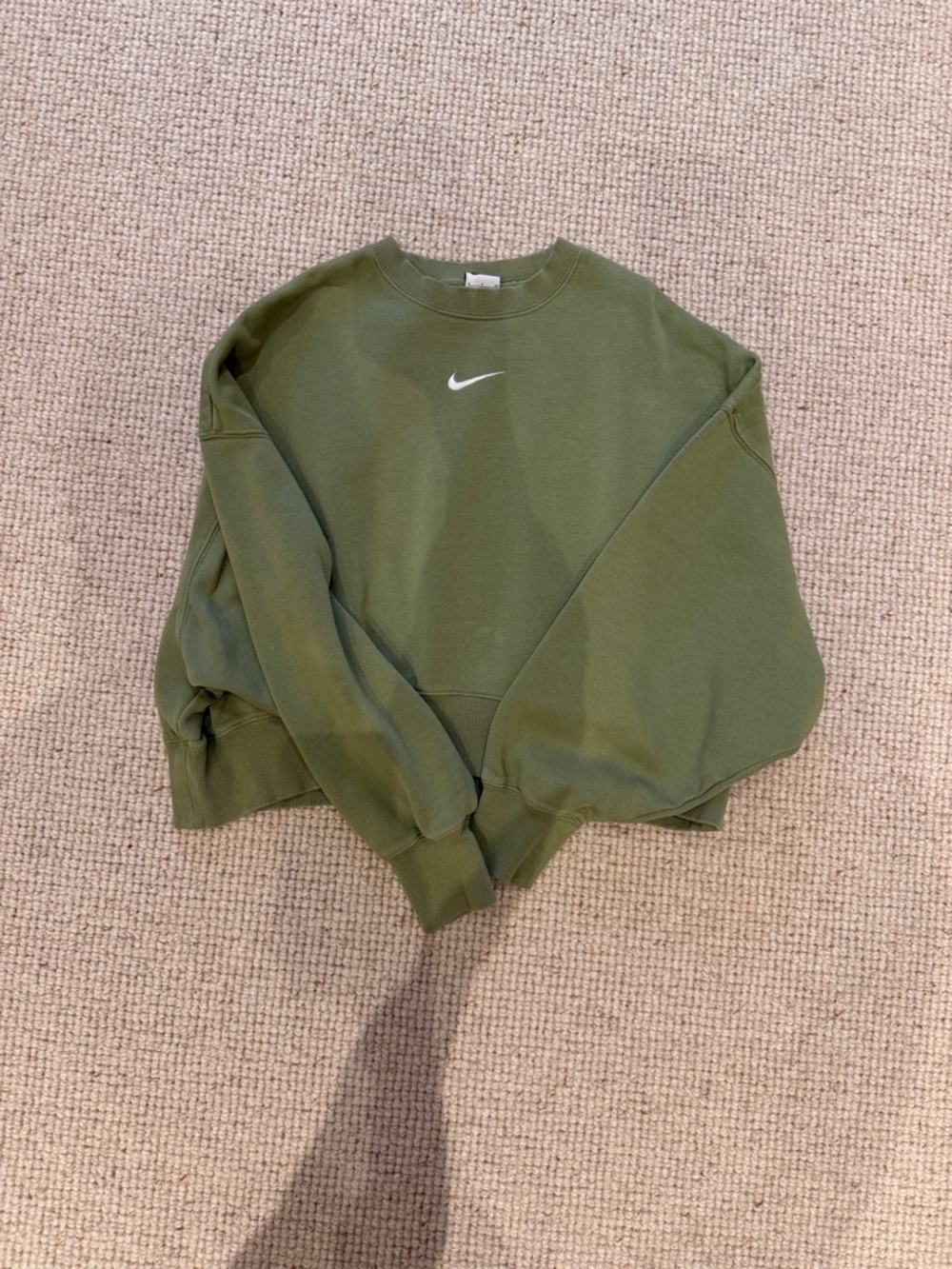 Nike Women’s Olive Crewneck Sweatshirt with White Swoosh